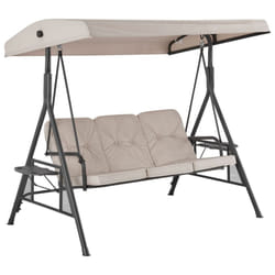 LIVIVO 3-Seater Garden Swing Chair with Canopy - BEIGE