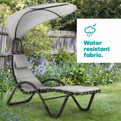 LIVIVO Sun Lounger Chair with Canopy - Garden Swing Hammock