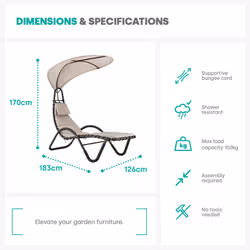 LIVIVO Sun Lounger Chair with Canopy - Garden Swing Hammock - Additional view 4