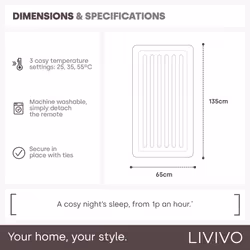 LIVIVO Electric Under Blanket with 3 Heat Settings, Single King Size - Small - Additional view 4