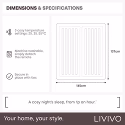 LIVIVO Electric Under Blanket with 3 Heat Settings, Single King Size - Large with Dual Controls - Additional view 8