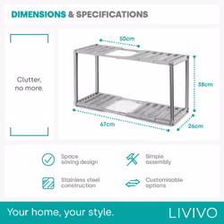 LIVIVO Adjustable Under Sink Shelf Storage Organiser - Additional view 4