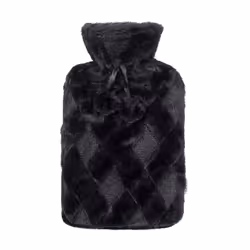 LIVIVO Hot Water Bottle with Soft Faux Fur Cover - Black, Standard