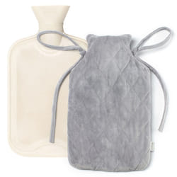 LIVIVO 2L Hot Water Bottle with a Faux Fur Fleece Cover - GREY