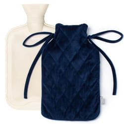 LIVIVO 2L Hot Water Bottle with a Faux Fur Fleece Cover - BLUE