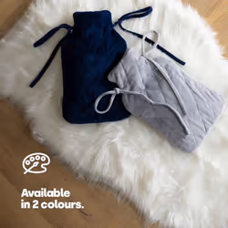 LIVIVO 2L Hot Water Bottle with a Faux Fur Fleece Cover - BLUE