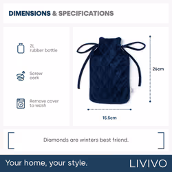 LIVIVO 2L Hot Water Bottle with a Faux Fur Fleece Cover - BLUE - Additional view 4