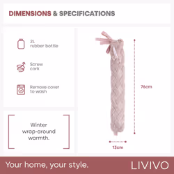 LIVIVO Hot Water Bottle with Soft Faux Fur Cover - Pink, Long - Additional view 4
