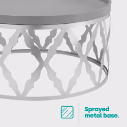 LIVIVO Round Coffee Table with Metal Base - Silver/Grey