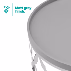 LIVIVO Round Coffee Table with Metal Base - Silver/Grey - Additional view 5