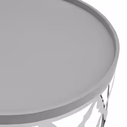 LIVIVO Round Coffee Table with Metal Base - Silver/Grey - Additional view 7