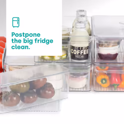 LIVIVO Fridge Box Holder Kitchen Clear Organiser Cupboard Food Storage Container W/ Lid - 4