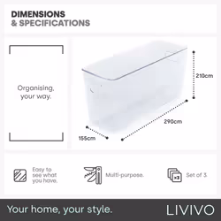 LIVIVO Clear 3Pc Fridge & Storage Organiser Set - EXTRA LARGE - Additional view 4
