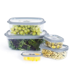 LIVIVO 5-Piece Oval Food Storage Container Set with Grey Lids