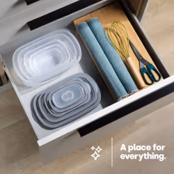 LIVIVO 5-Piece Oval Food Storage Container Set with Grey Lids