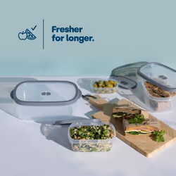 LIVIVO 5-Piece Oval Food Storage Container Set with Grey Lids