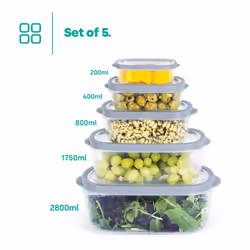 LIVIVO 5-Piece Oval Food Storage Container Set with Grey Lids - Additional view 7