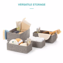 Set of 4 Woven Hamper Storage Baskets - Grey - Additional view 6