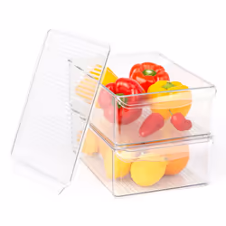 LIVIVO Fridge Storage Organiser Clear - Set of 2 - LARGE