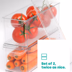 LIVIVO Fridge Storage Organiser Clear - Set of 2 - MEDIUM