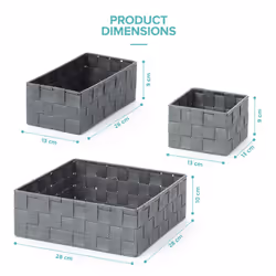 4Pcs Storage Baskets Wicker Large Organisers Bedrooms Bathroom Desk Office Decor - GREY