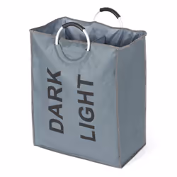 2 COMPARTMENT LAUNDRY HAMPER CLOTHES WASHING STORAGE BASKET DARK LIGHTS FOLDABLE