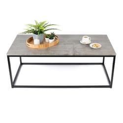 Industrial Coffee Table Rectangular Metal Frame Grey Modern Living Room