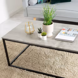 Industrial Coffee Table Rectangular Metal Frame Grey Modern Living Room - Additional view 10