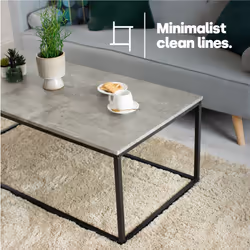 Industrial Coffee Table Rectangular Metal Frame Grey Modern Living Room