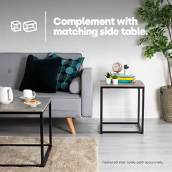 Industrial Coffee Table Rectangular Metal Frame Grey Modern Living Room - Additional view 4