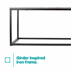 Industrial Coffee Table Rectangular Metal Frame Grey Modern Living Room - Additional view 6