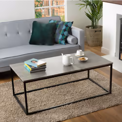 Industrial Coffee Table Rectangular Metal Frame Grey Modern Living Room - Additional view 8