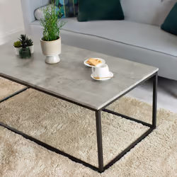Industrial Coffee Table Rectangular Metal Frame Grey Modern Living Room - Additional view 9