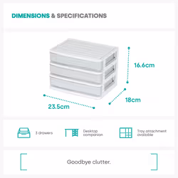 LIVIVO Desktop Makeup Storage Organiser - 3 DRAWER - Additional view 4