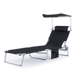 LIVIVO Folding Reclining Sun Lounger Chair with Adjustable Patio Sunshade