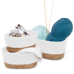 LIVIVO Tulla Seagrass Storage Basket Set - Ecru
