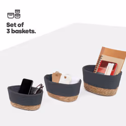 LIVIVO Tulla Seagrass Storage Basket Set - Slate - Additional view 4