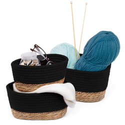 LIVIVO Tulla Seagrass Storage Basket Set - Charcoal