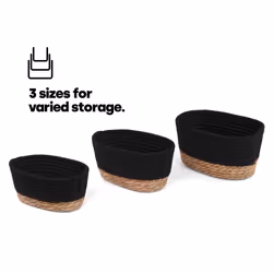 LIVIVO Tulla Seagrass Storage Basket Set - Charcoal - Additional view 7