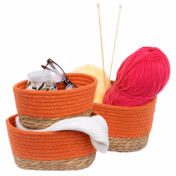 LIVIVO Tulla Seagrass Storage Basket Set - Coral