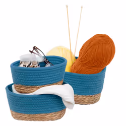 LIVIVO Tulla Seagrass Storage Basket Set - Ocean