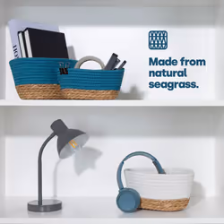 LIVIVO Tulla Seagrass Storage Basket Set - Ocean
