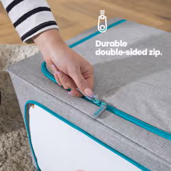 Foldable Fabric Clothes Storage Boxes with Zips - Set of 3