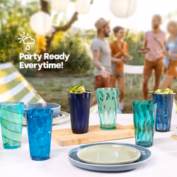 LIVIVO Set of 6 Multicoloured Plastic Tumblers - Teal