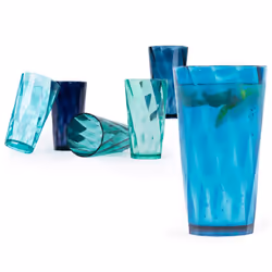LIVIVO Set of 6 Multicoloured Plastic Tumblers - Teal - Additional view 6