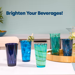 LIVIVO Set of 6 Multicoloured Plastic Tumblers - Teal - Additional view 8