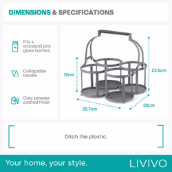 LIVIVO Metal 4 Milk Bottle Holder - Additional view 4