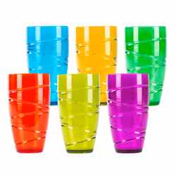 LIVIVO Set of 6 Plastic Drinking Tumblers - Multicoloured