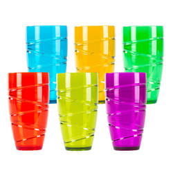 LIVIVO Set of 6 Plastic Drinking Tumblers - Multicoloured