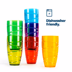 LIVIVO Set of 6 Plastic Drinking Tumblers - Multicoloured - Additional view 4